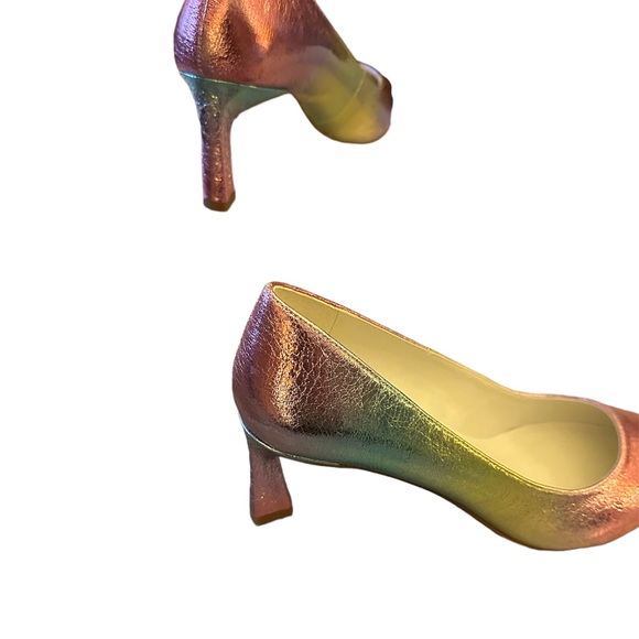 Franco Sarto Pink, Green and Yellow Metallic Pump, 2-3/4 inch heel. - Picture 3 of 6